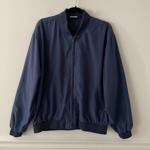 Y2K Mens Bomber Jacket Full Zip Navy Size M Basic Gorpcore Blokecore Dadcore